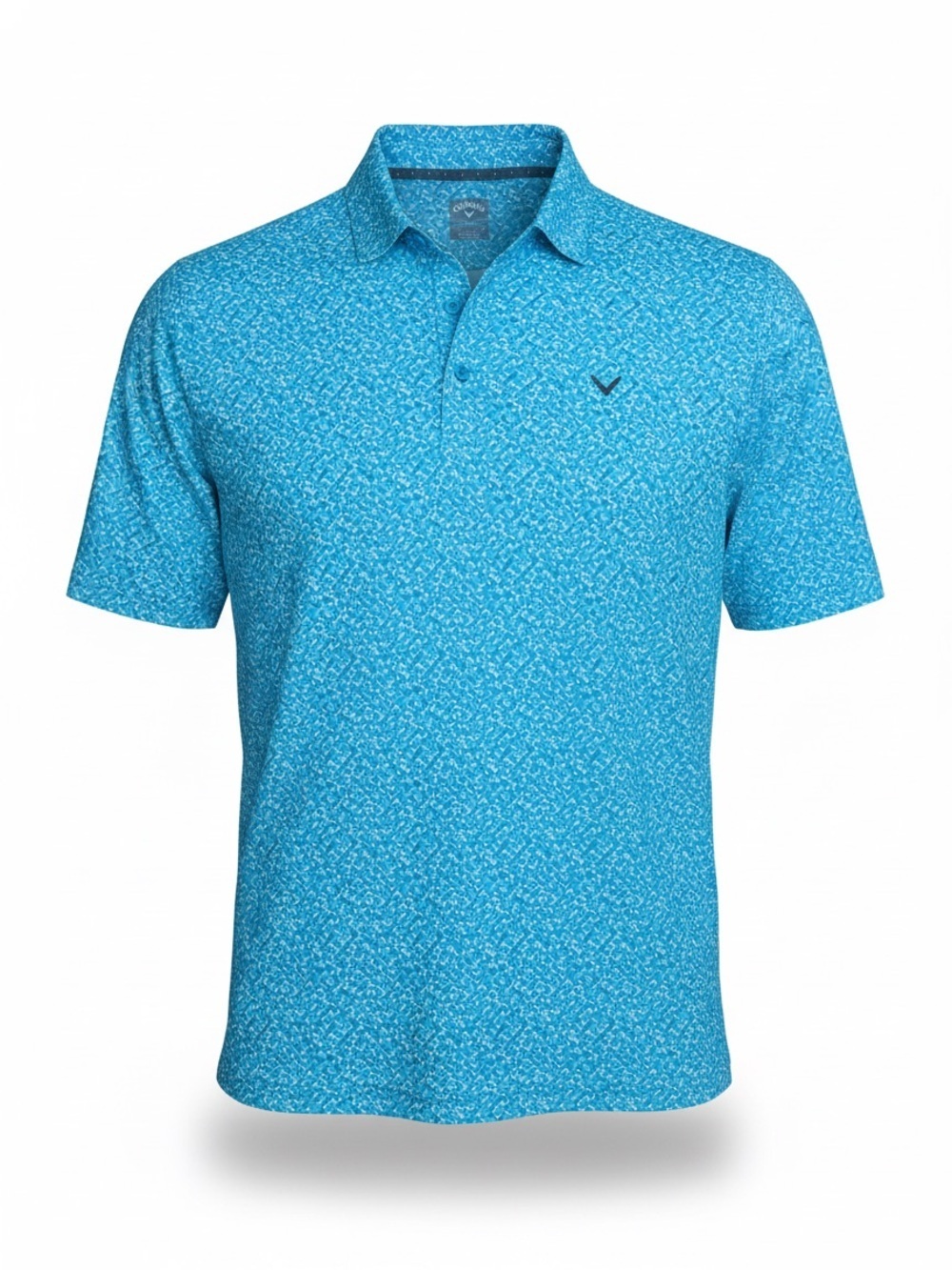 Callaway Opti Dri Polo Large Blue Geometric Golf Shirt Stretch